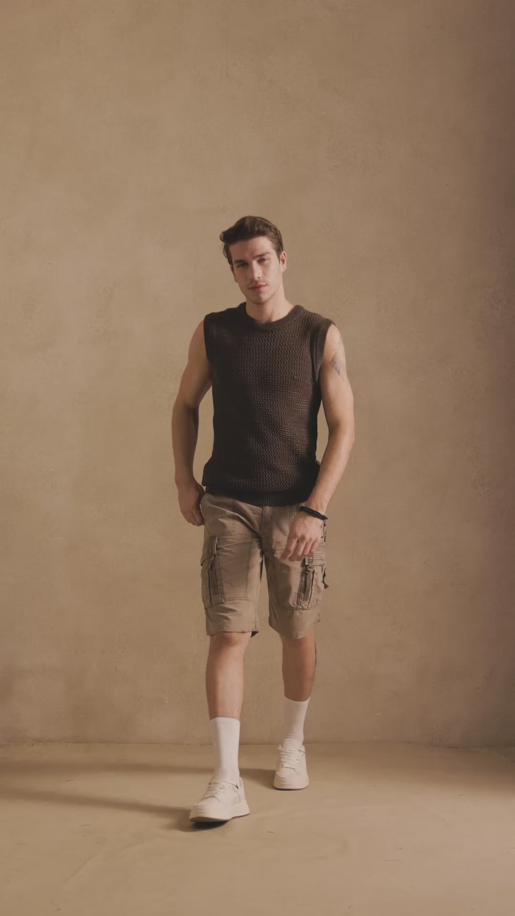 MESH KNIT TANK IN DARK MOCHA