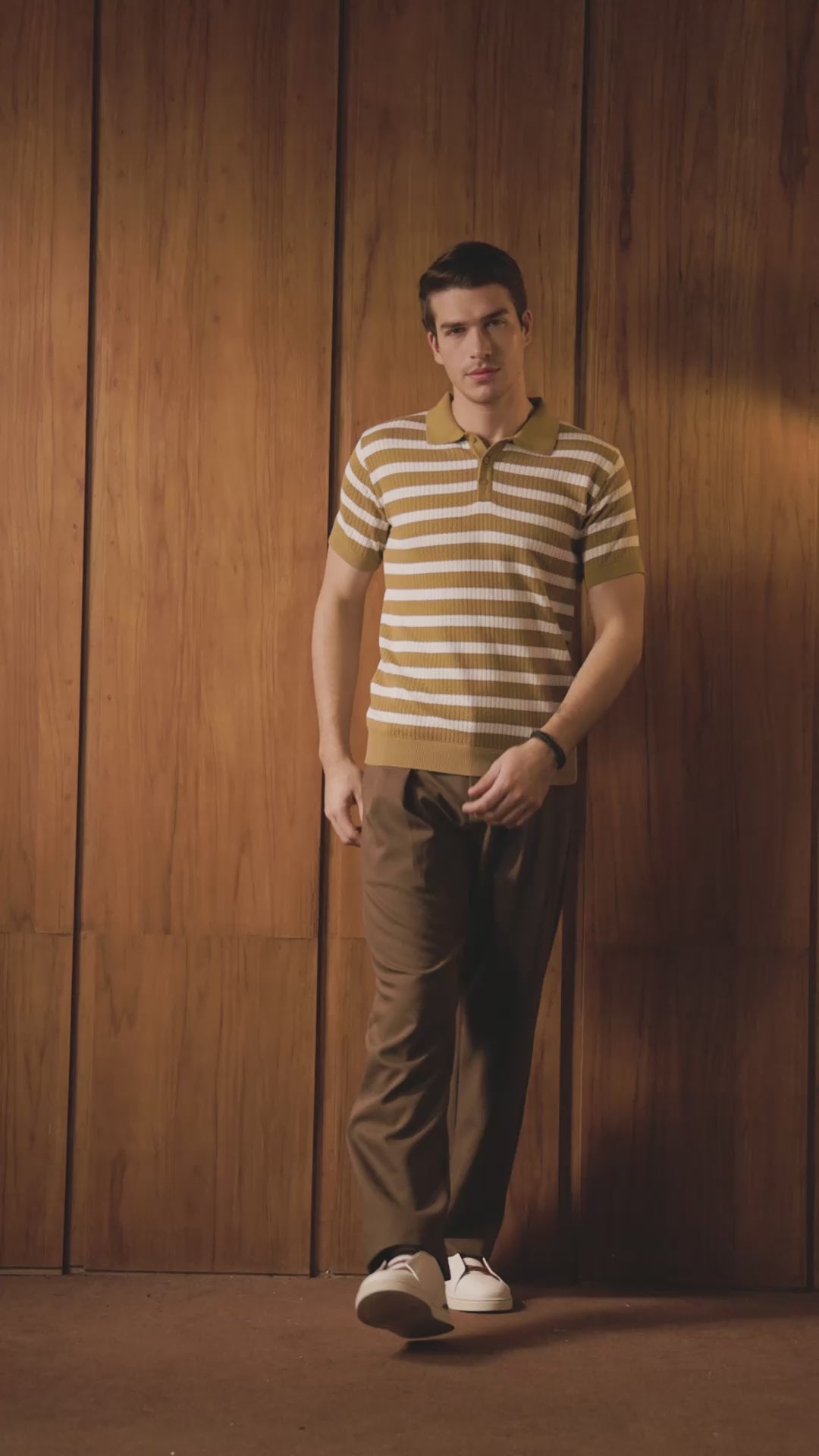 THE NAUTICA STRIPED POLO IN BRONZE