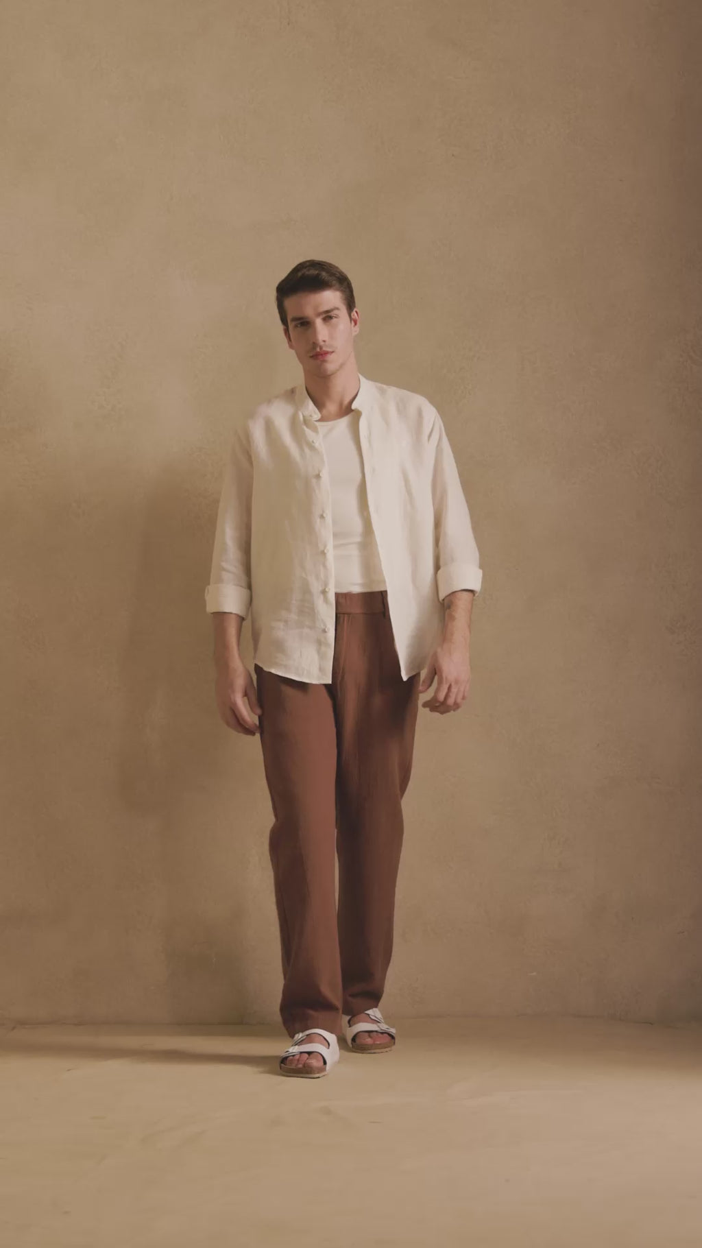 THE SEOUL LINEN PANTS IN EXPRESSO BROWN