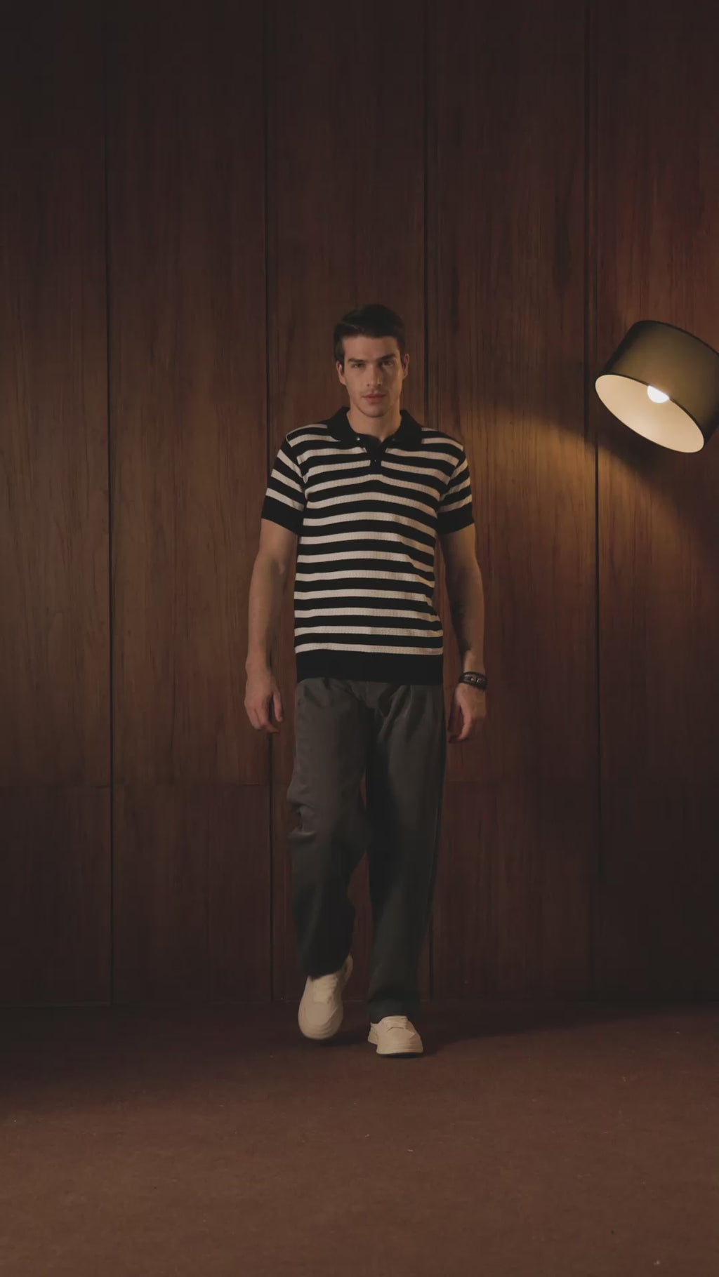 THE NAUTICA STRIPED POLO IN BLACK